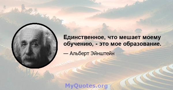 Единственное, что мешает моему обучению, - это мое образование.