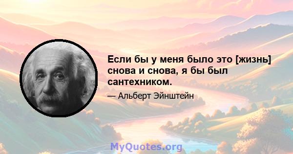 Если бы у меня было это [жизнь] снова и снова, я бы был сантехником.