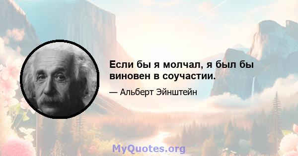 Если бы я молчал, я был бы виновен в соучастии.