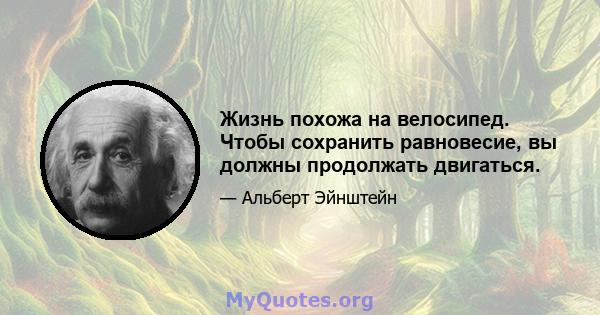 Жизнь похожа на велосипед. Чтобы сохранить равновесие, вы должны продолжать двигаться.