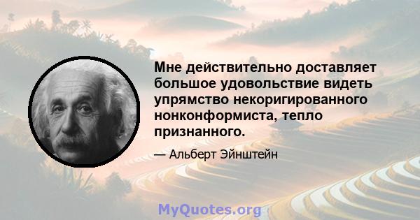 Мне действительно доставляет большое удовольствие видеть упрямство некоригированного нонконформиста, тепло признанного.