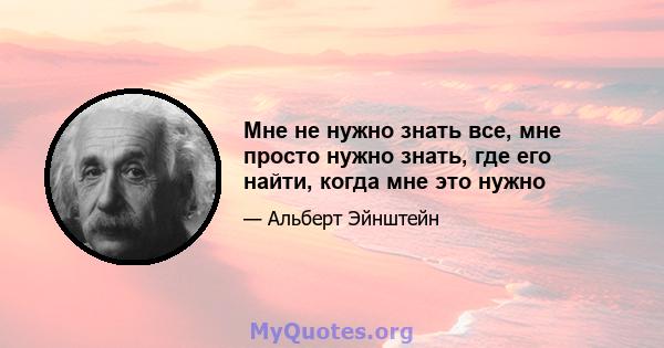 Мне не нужно знать все, мне просто нужно знать, где его найти, когда мне это нужно