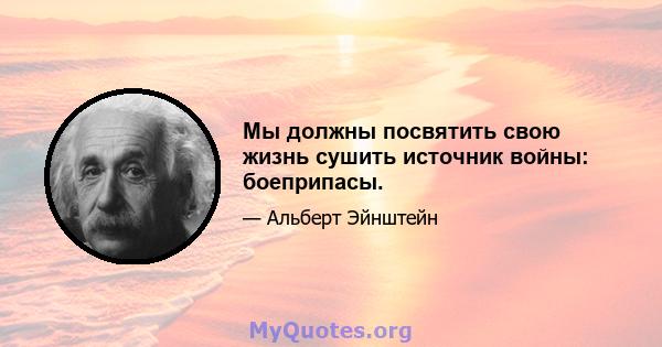 Мы должны посвятить свою жизнь сушить источник войны: боеприпасы.