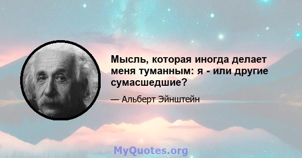 Мысль, которая иногда делает меня туманным: я - или другие сумасшедшие?