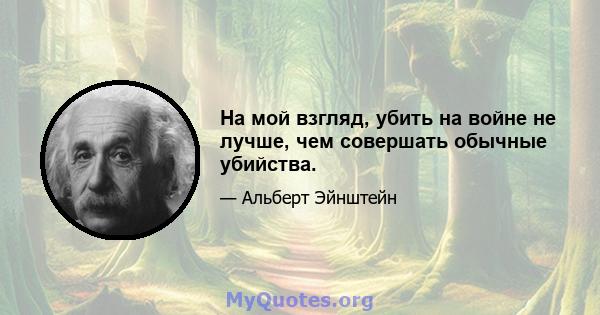 На мой взгляд, убить на войне не лучше, чем совершать обычные убийства.