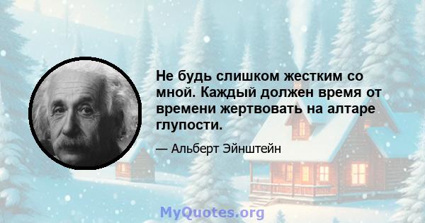 Не будь слишком жестким со мной. Каждый должен время от времени жертвовать на алтаре глупости.