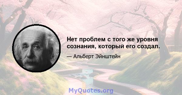 Нет проблем с того же уровня сознания, который его создал.