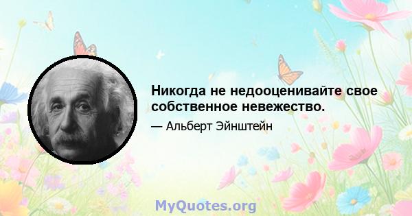 Никогда не недооценивайте свое собственное невежество.