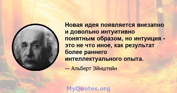 Новая идея появляется внезапно и довольно интуитивно понятным образом, но интуиция - это не что иное, как результат более раннего интеллектуального опыта.