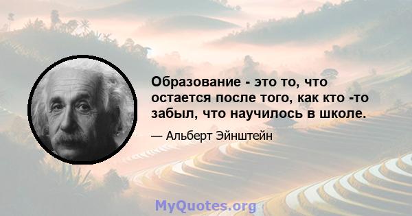 Образование - это то, что остается после того, как кто -то забыл, что научилось в школе.