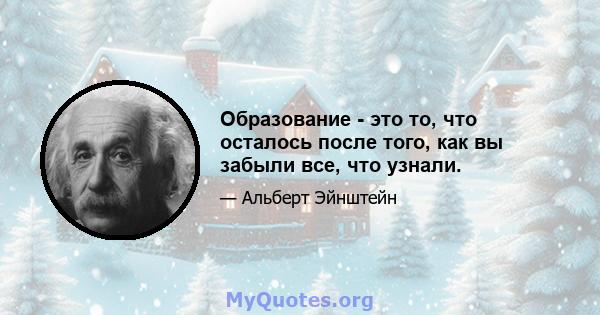 Образование - это то, что осталось после того, как вы забыли все, что узнали.