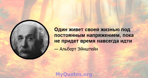 Один живет своей жизнью под постоянным напряжением, пока не придет время навсегда идти