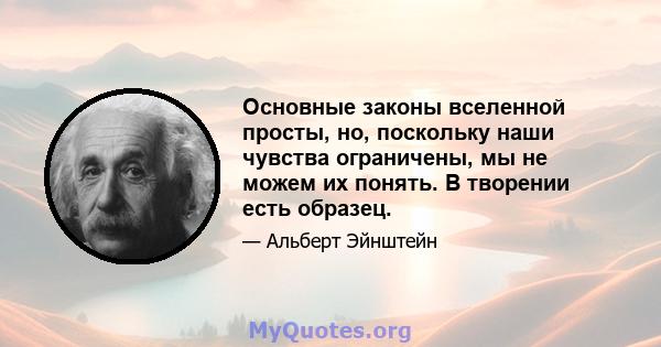 Основные законы вселенной просты, но, поскольку наши чувства ограничены, мы не можем их понять. В творении есть образец.