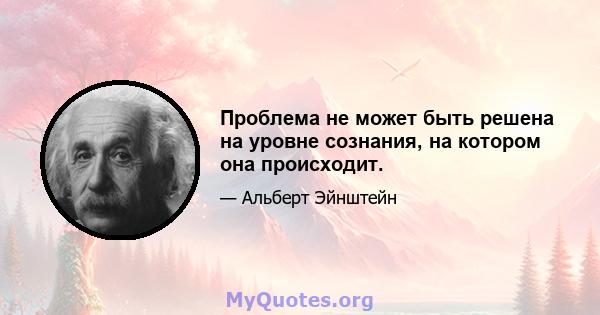 Проблема не может быть решена на уровне сознания, на котором она происходит.