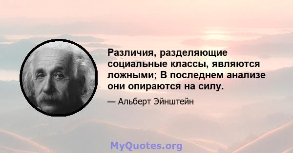 Различия, разделяющие социальные классы, являются ложными; В последнем анализе они опираются на силу.