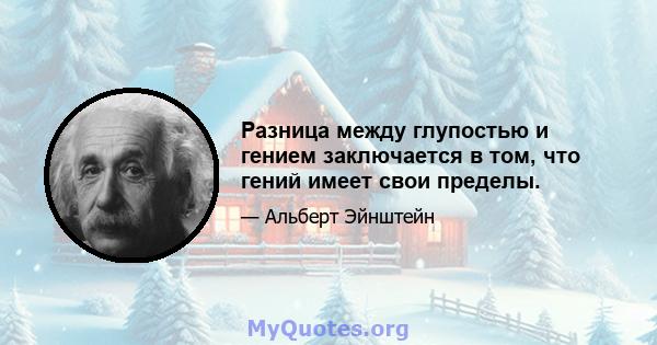 Разница между глупостью и гением заключается в том, что гений имеет свои пределы.