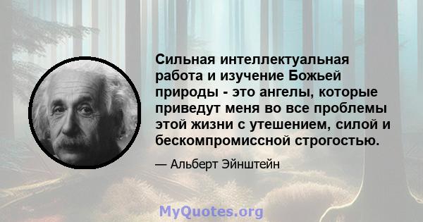 Сильная интеллектуальная работа и изучение Божьей природы - это ангелы, которые приведут меня во все проблемы этой жизни с утешением, силой и бескомпромиссной строгостью.