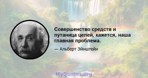 Совершенство средств и путаница целей, кажется, наша главная проблема.