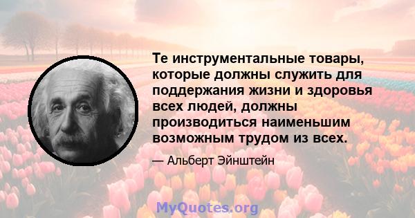 Те инструментальные товары, которые должны служить для поддержания жизни и здоровья всех людей, должны производиться наименьшим возможным трудом из всех.