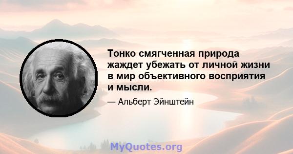 Тонко смягченная природа жаждет убежать от личной жизни в мир объективного восприятия и мысли.