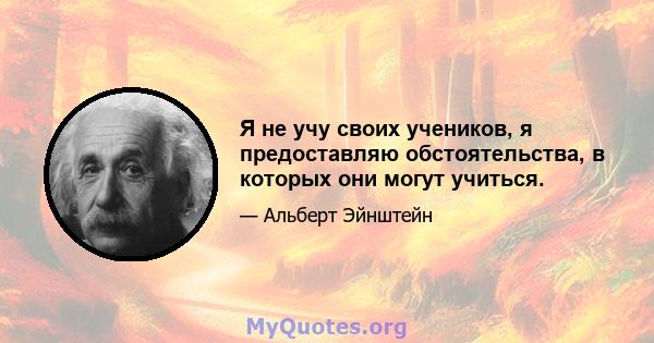 Я не учу своих учеников, я предоставляю обстоятельства, в которых они могут учиться.