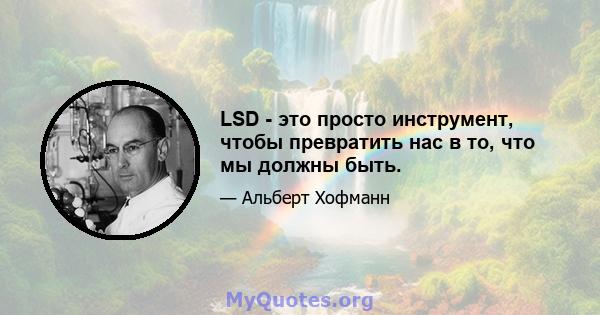 LSD - это просто инструмент, чтобы превратить нас в то, что мы должны быть.