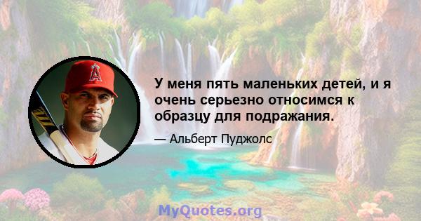 У меня пять маленьких детей, и я очень серьезно относимся к образцу для подражания.