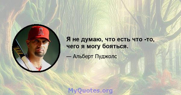 Я не думаю, что есть что -то, чего я могу бояться.