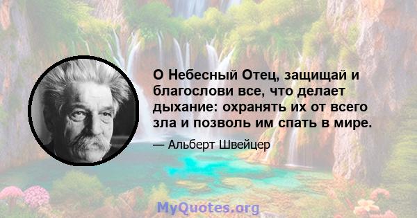 О Небесный Отец, защищай и благослови все, что делает дыхание: охранять их от всего зла и позволь им спать в мире.