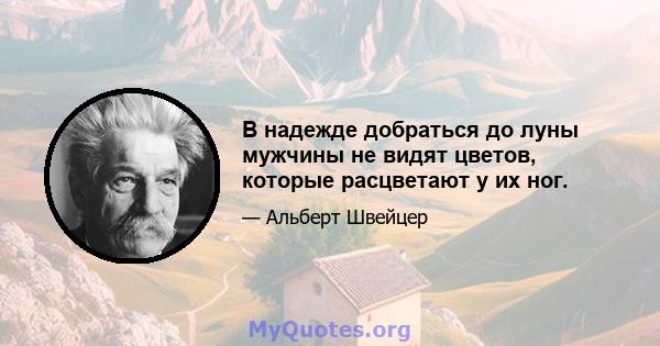 В надежде добраться до луны мужчины не видят цветов, которые расцветают у их ног.