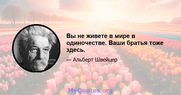 Вы не живете в мире в одиночестве. Ваши братья тоже здесь.