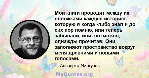 Мои книги проводят между их обложками каждую историю, которую я когда -либо знал и до сих пор помню, или теперь забывали, или, возможно, однажды прочитав; Они заполняют пространство вокруг меня древними и новыми