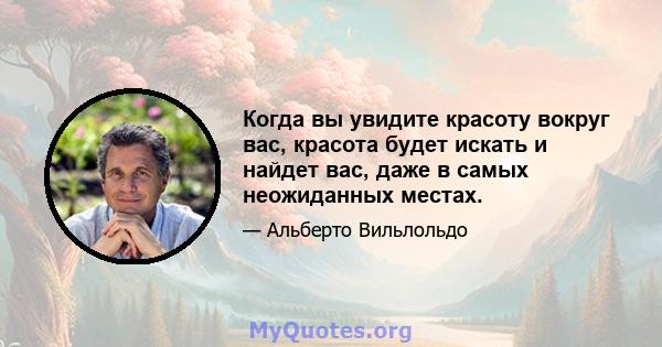 Когда вы увидите красоту вокруг вас, красота будет искать и найдет вас, даже в самых неожиданных местах.