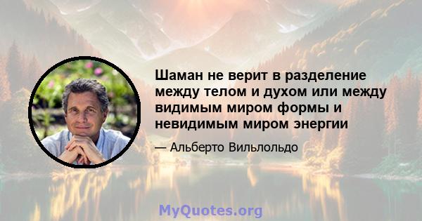 Шаман не верит в разделение между телом и духом или между видимым миром формы и невидимым миром энергии