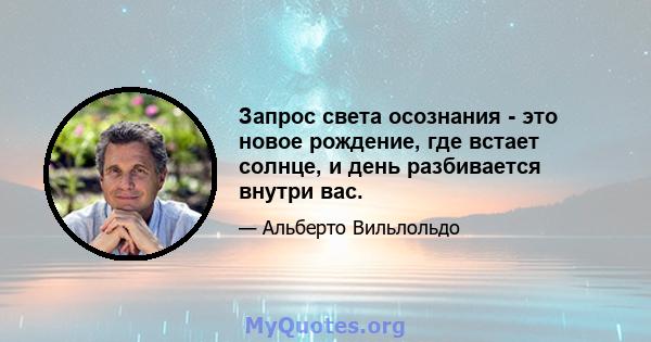 Запрос света осознания - это новое рождение, где встает солнце, и день разбивается внутри вас.