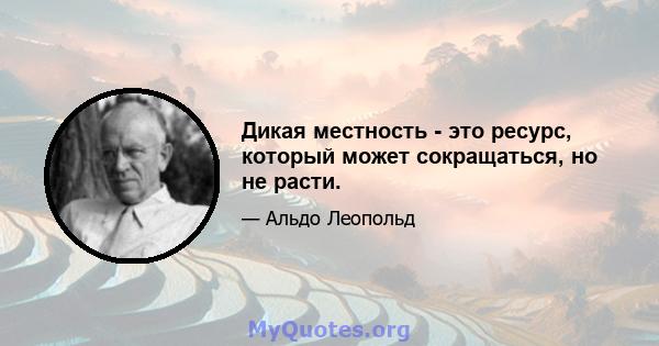 Дикая местность - это ресурс, который может сокращаться, но не расти.