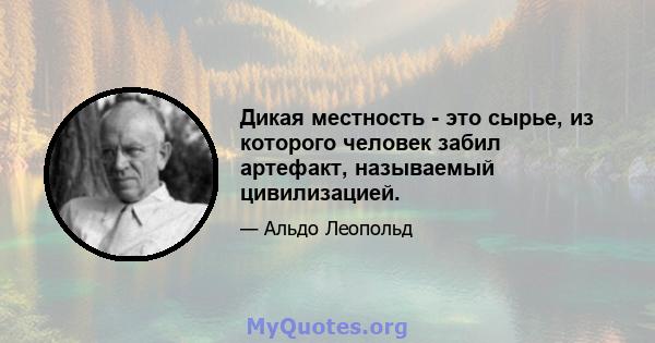 Дикая местность - это сырье, из которого человек забил артефакт, называемый цивилизацией.