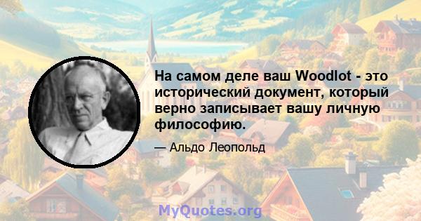 На самом деле ваш Woodlot - это исторический документ, который верно записывает вашу личную философию.