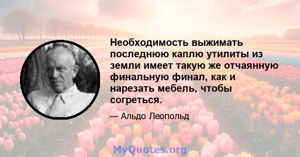 Необходимость выжимать последнюю каплю утилиты из земли имеет такую ​​же отчаянную финальную финал, как и нарезать мебель, чтобы согреться.