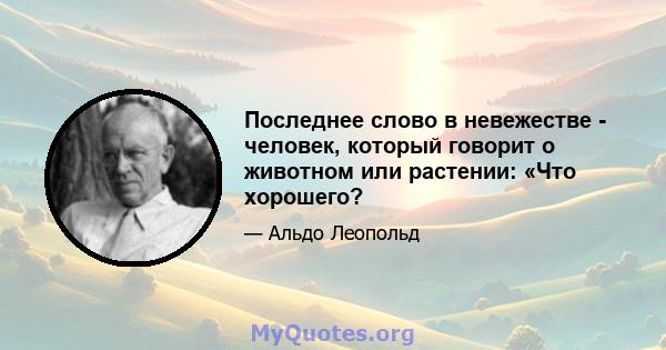 Последнее слово в невежестве - человек, который говорит о животном или растении: «Что хорошего?