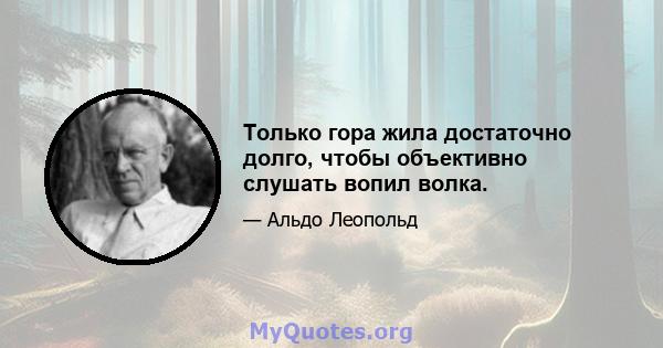 Только гора жила достаточно долго, чтобы объективно слушать вопил волка.