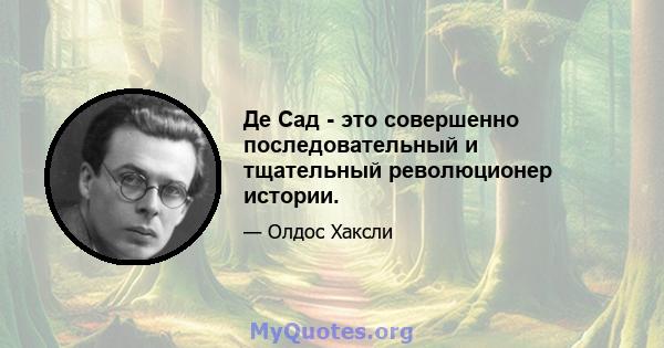 Де Сад - это совершенно последовательный и тщательный революционер истории.