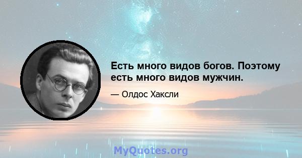 Есть много видов богов. Поэтому есть много видов мужчин.