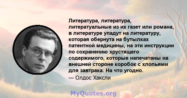 Литература, литература, литератуальные из их газет или романа, в литературе упадут на литературу, которая обернута на бутылках патентной медицины, на эти инструкции по сохранению хрустящего содержимого, которые