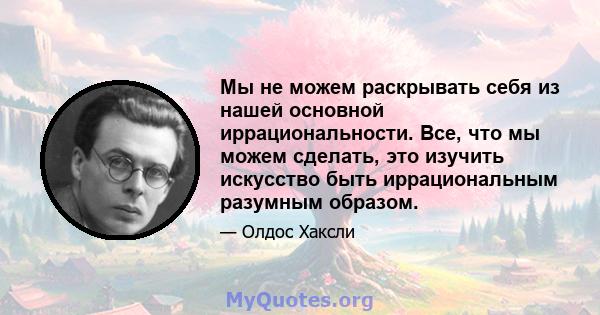 Мы не можем раскрывать себя из нашей основной иррациональности. Все, что мы можем сделать, это изучить искусство быть иррациональным разумным образом.