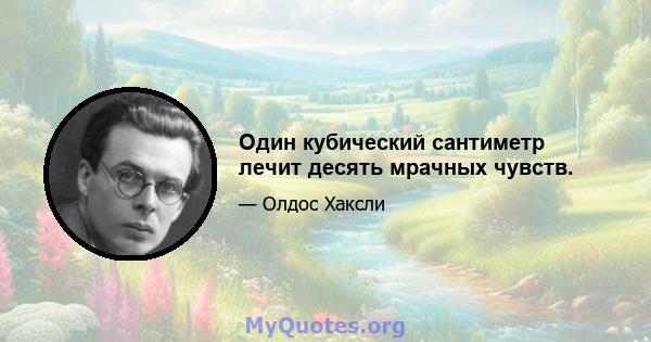 Один кубический сантиметр лечит десять мрачных чувств.