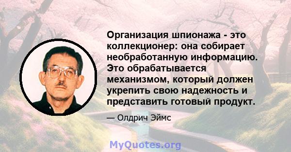 Организация шпионажа - это коллекционер: она собирает необработанную информацию. Это обрабатывается механизмом, который должен укрепить свою надежность и представить готовый продукт.