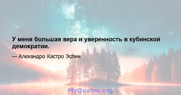 У меня большая вера и уверенность в кубинской демократии.