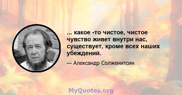 ... какое -то чистое, чистое чувство живет внутри нас, существует, кроме всех наших убеждений.