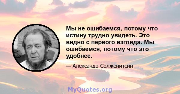 Мы не ошибаемся, потому что истину трудно увидеть. Это видно с первого взгляда. Мы ошибаемся, потому что это удобнее.